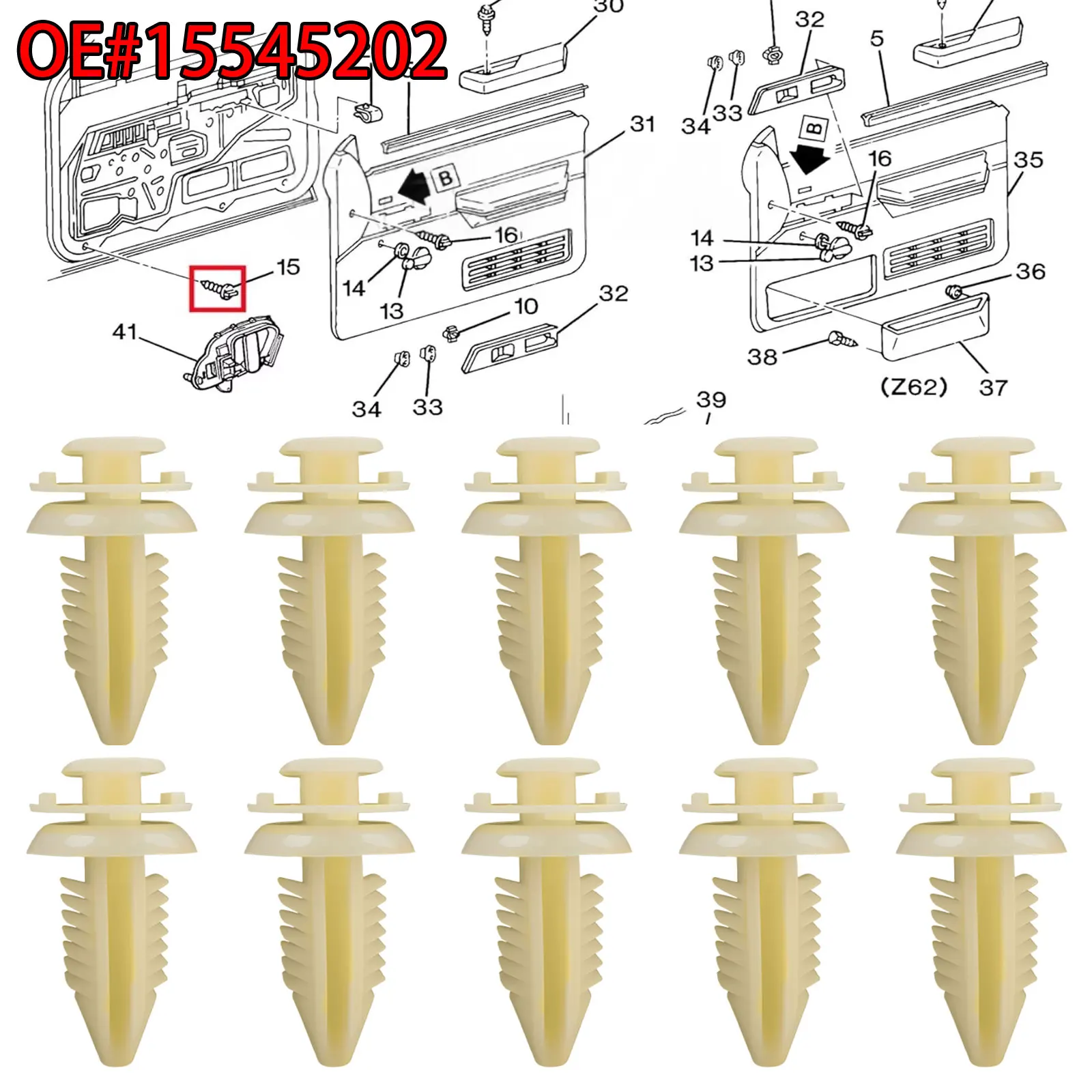 Front Door Trim Panel Retainers Door Panel Fastener Rivet 15545202 FOR M Chevrolet GMC Trucks Chevy Pickup SUV