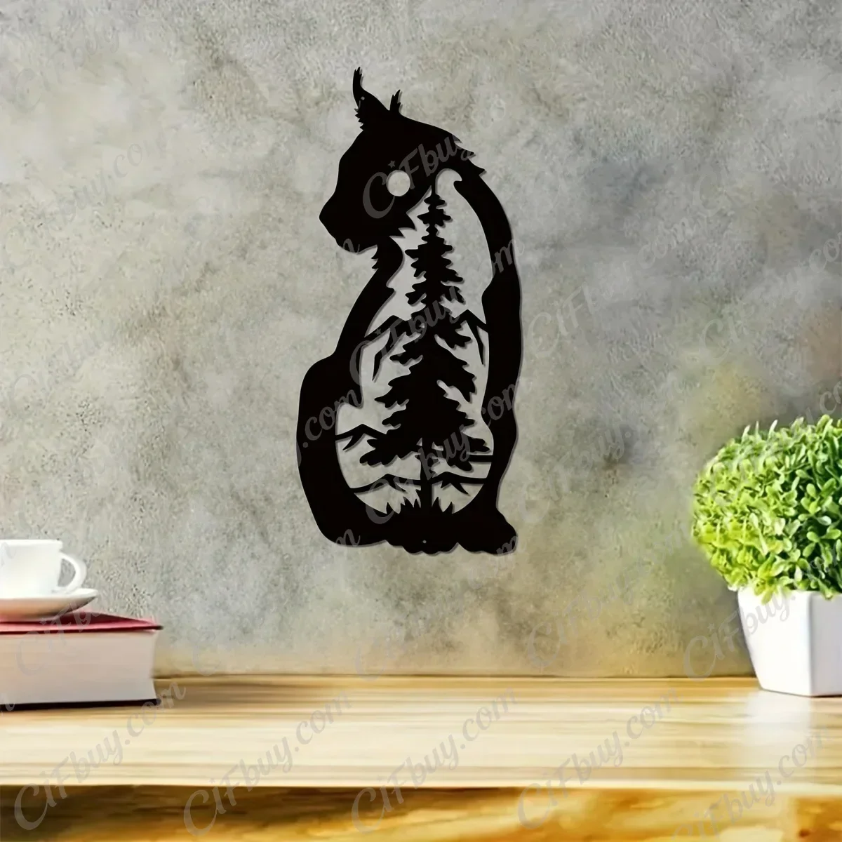 CIFbuy Wolf Monogram Metal Wall Art Sign Hanging Decor for Indoor Outdoor Home Hunting Wildlife Gift Rustic Iron Wall Sticker