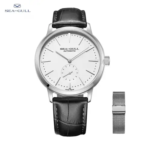 Seagull New Business Watch Men's Mechanical Wristwatches 50m Waterproof Leather Valentine Male Watches relogio masculino 6075