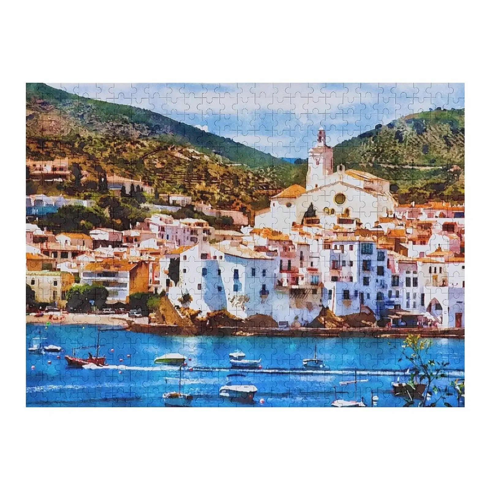 Cadaqués, Espanha vista cênica quebra-cabeça animais de madeira nome personalizado nome brinquedo de madeira quebra-cabeça