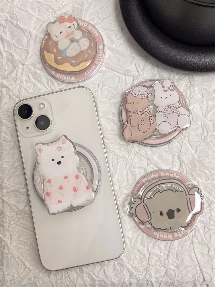 Magnetic Pop Socket Phone Grip Cute Animal Pop Up Kickstand Expandable Finger Ring Holder Foldable Grip Desktop CellPhone Stands