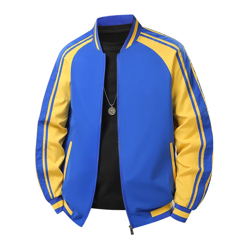 Contrast Color Patchwork Varsity Jacket Men Fashion Casual Baseball Jacket Big Size 5XL Spring Autumn O-neck Coat