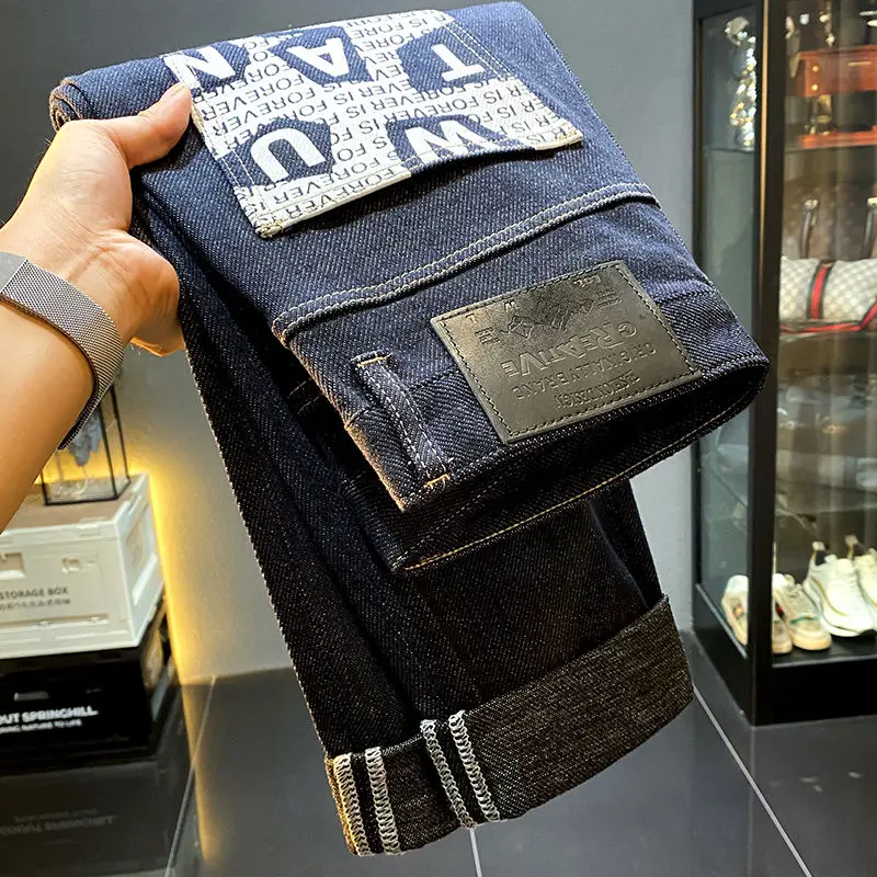 

Новые высококачественные потертые джинсы основного цвета, мужские облегающие повседневные маленькие прямые красивые брюки с маленькими ногами