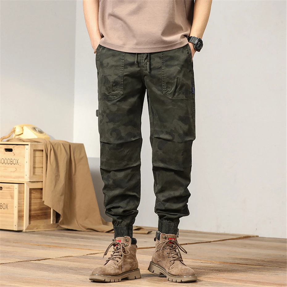 Camo Pants Men Joggers Cargo Pants 2023 New Spring Multiple Pockets Camouflage Trousers Male Elastic Waist Cotton Pants