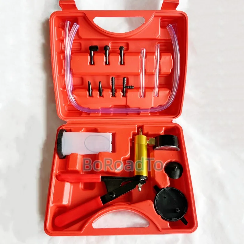 2 in 1 Brake Bleeder Kit Hand held Vacuum Pump Test Set for Automotive with Protected Case,One-Man Brake Clutch Bleeding System