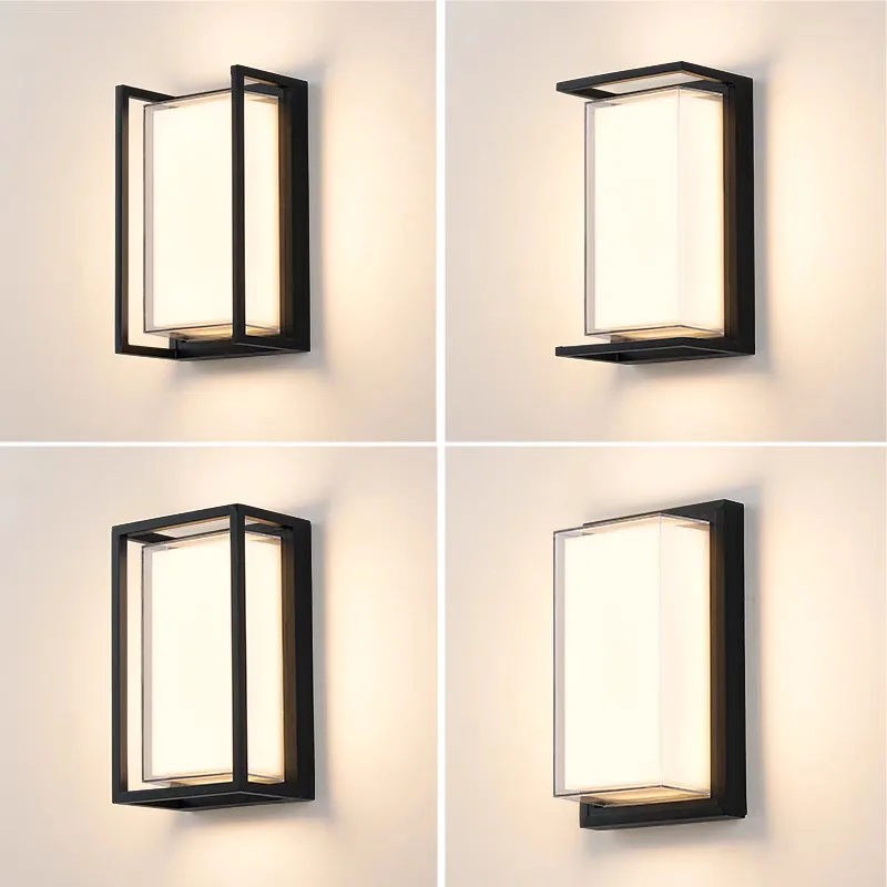 Modern Outdoor LED Wall Lamp Ip65 Waterproof Garden Courtyard Balcony Wall Sconce Acrylic Double Lampshade Aluminum Porch Light