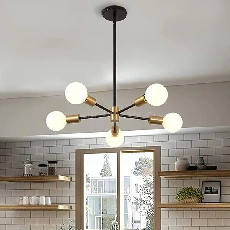 Nordic Sputnik Black Gold Chandelier LED E27 Lamp Modern Home Lighting Indoor Pendant light Fixtures For Bedroom Living Room