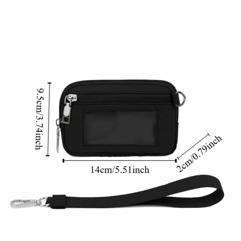 Simple Nylon Hanging Card Holder Mini Portable Multi-card Hand Wallet Waterproof Multifunction Small Square Purse Bag Outdoor