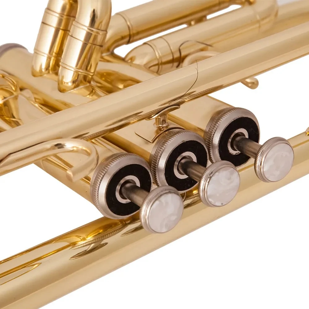 American professional trumpet B-tune brass gold-plated three-tone trumpet trumpet for beginners to play exam band instruments