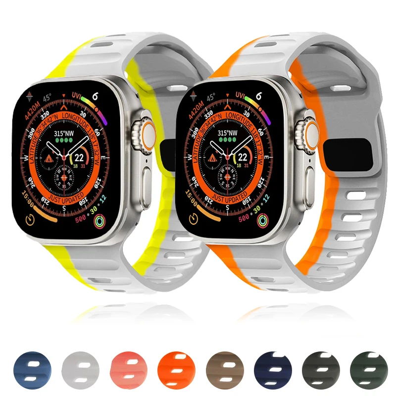 Силиконовый ремешок для Apple Watch Band 44 мм 45 мм 42 мм 41 мм 42 мм 46 мм спортивный браслет для iwatch Series 10 9 8 7 6 5 se 4 Ultra 49 мм