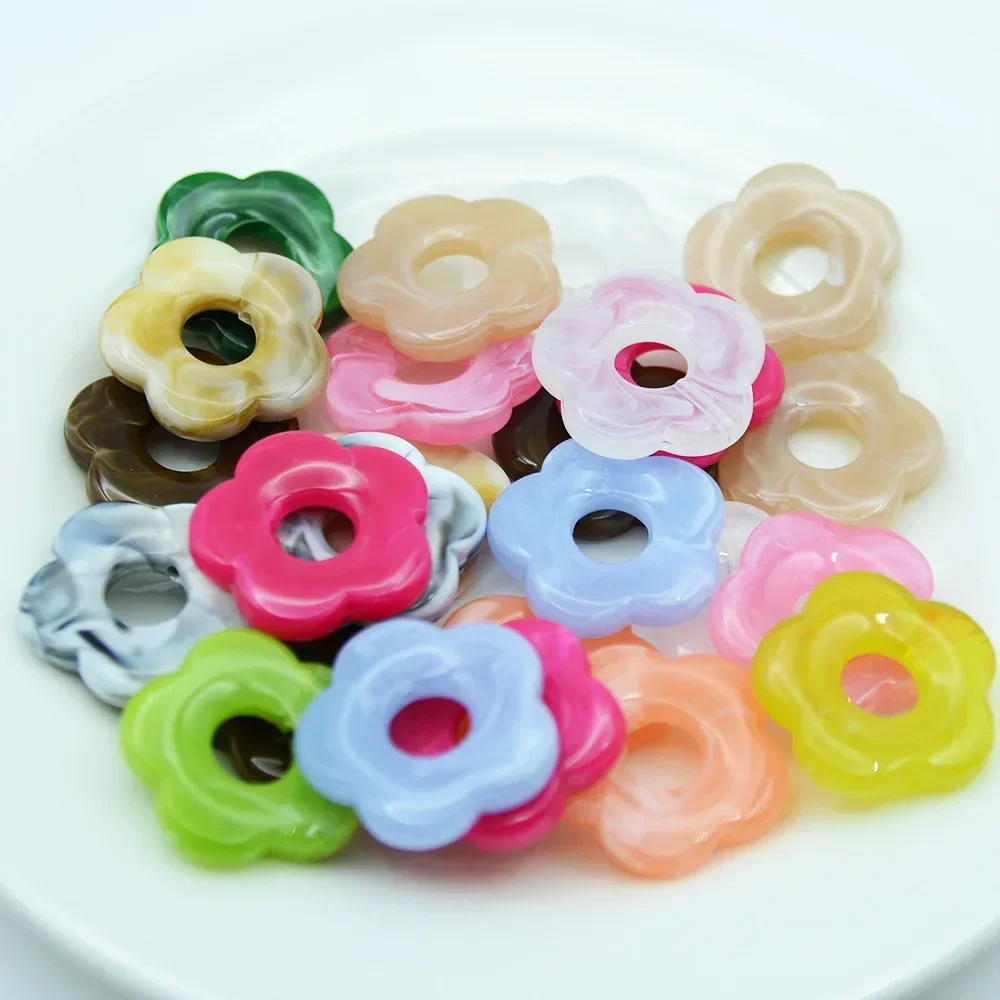 10 Pieces  26mm Jelly Colored Half Hole Acrylic Flower Beads  DIY Charm Manufacturing Jewelry Earwear Accessories Materials