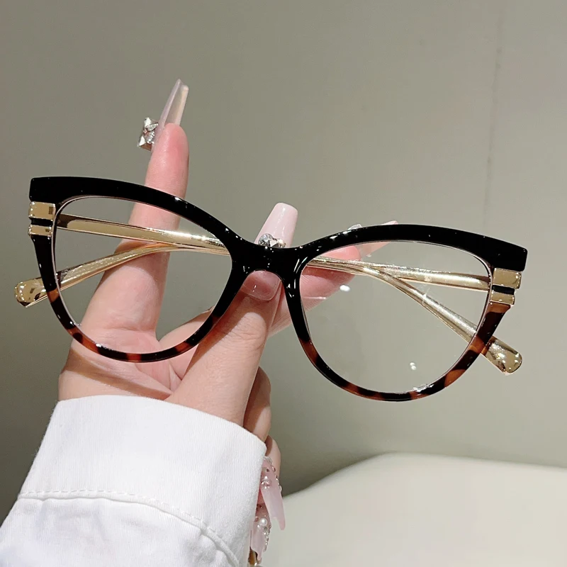 KAMMPT Cat Eye Glasses Women 2025 Fashion Patchwork Rim Optical Frames Trendy Vintage Brand Design Blue Light Blocking Eyewear