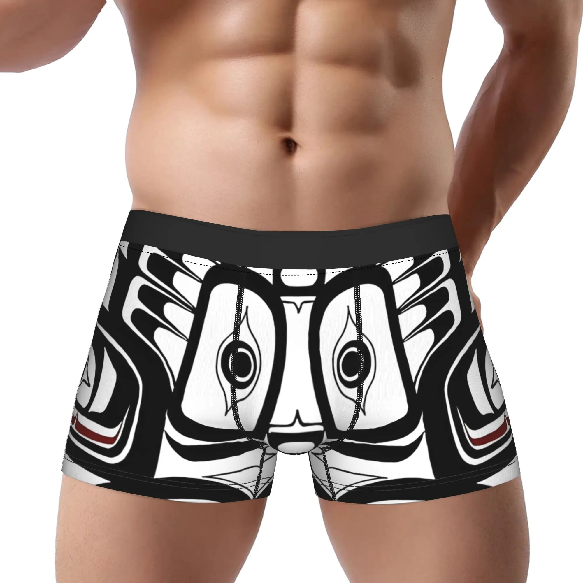 Pacific Northwest Orca Raven Underpants Breathbale Panties Man Underwear Totem Print Shorts Boxer Briefs