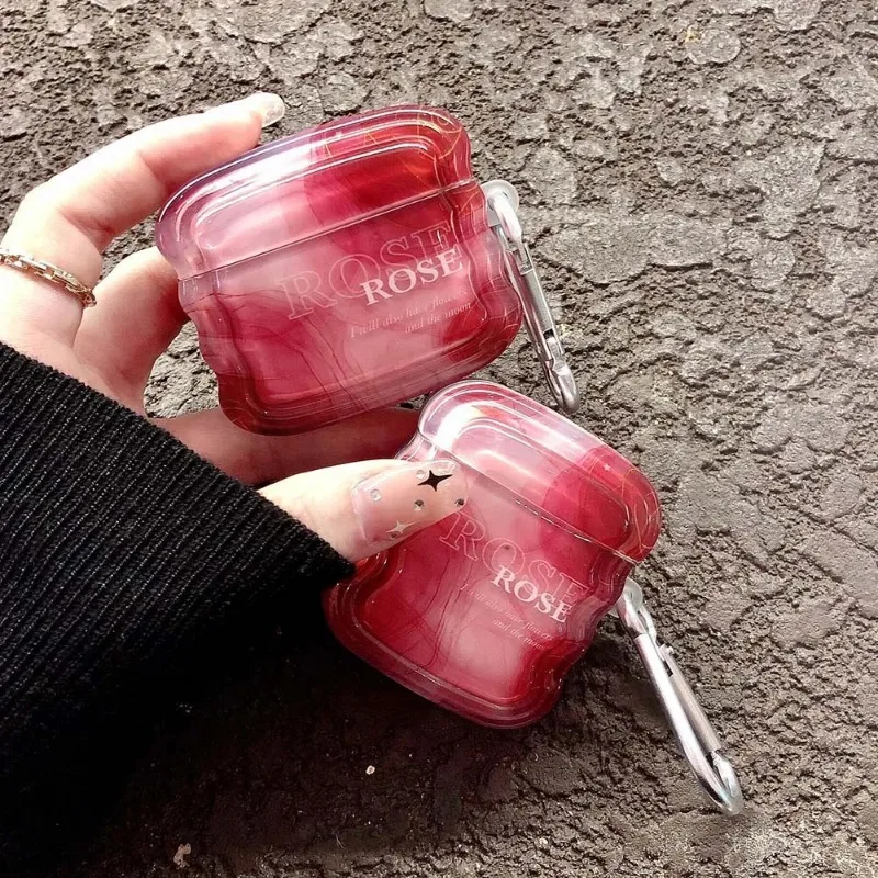 Чехол для наушников INS Halo Dyeing Red Rose для AirPods Pro 2, чехол с волнистым градиентом, фиолетовый, черный, всплеск чернил, чехол для AirPods 1 3, сумка для гарнитуры