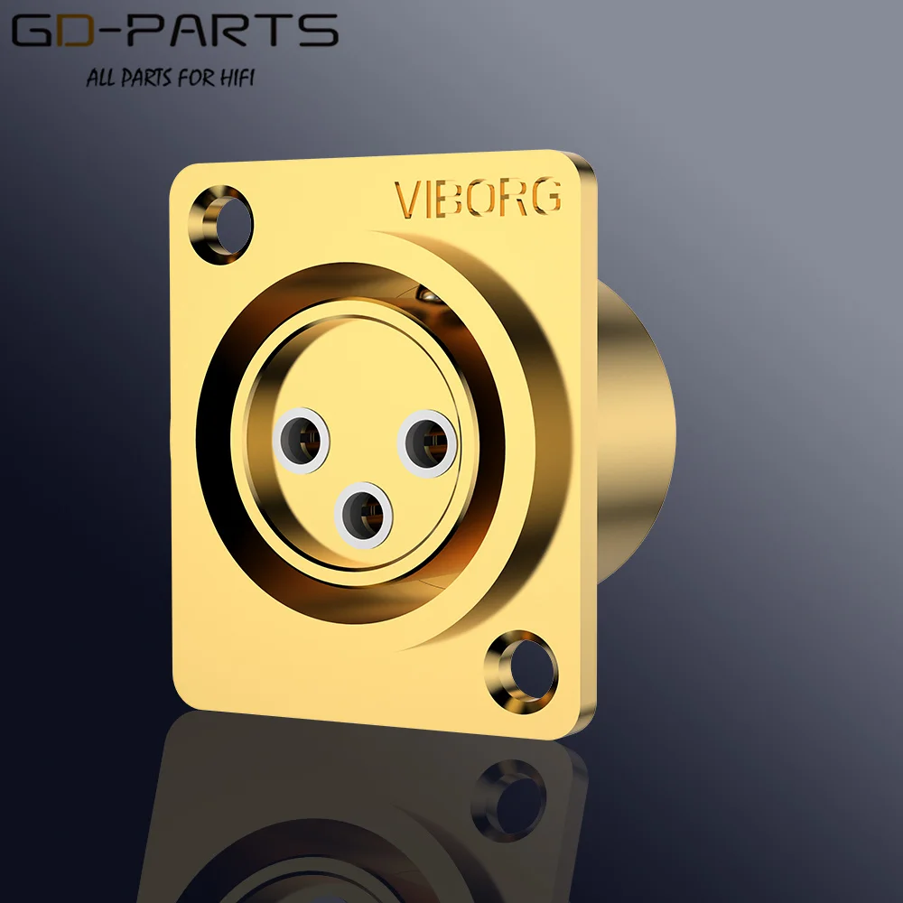 Viborg Emas 24K Berlapis Rhodium Tembaga Murni 3-Pin Laki-laki Perempuan XLR CANNON Plug Soket Keseimbangan Jack Panel Mount Hifi Audio DIY