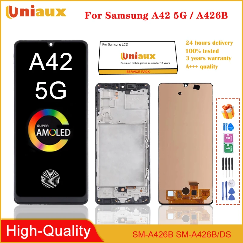 

ЖК-дисплей AMOLED для Samsung Galaxy A42 5G A426, ЖК-дисплей A426B/DS A426U, сенсорный экран со сканером отпечатков пальцев в сборе