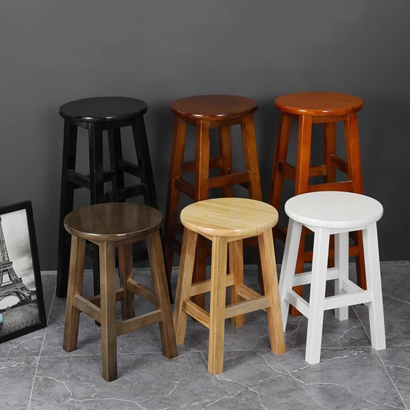 Office Waiting bar stools Vintage Vanity Nail Display Korean wooden stool Ergonomic European taburete madera Trendy Furniture