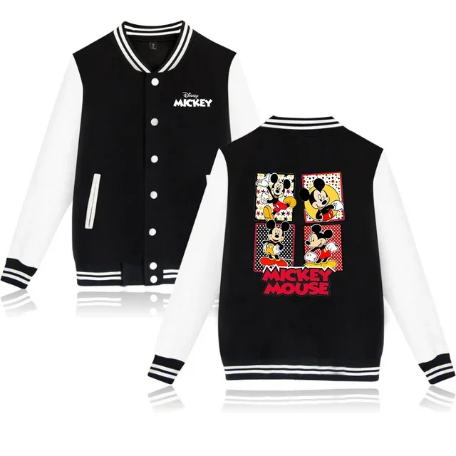 

Disney Mickey Minnie Mouse Baseball Jacket Women Hip Hop Harajuku Jackets Streetwear Kids Girls Loose College Coats