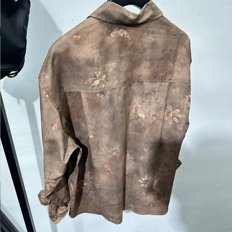 Retro Yupi Distressed Yellow Loose Western Style Long-Sleeved Shirt Lightly Mature Autumn Fashionable High-Grade Top