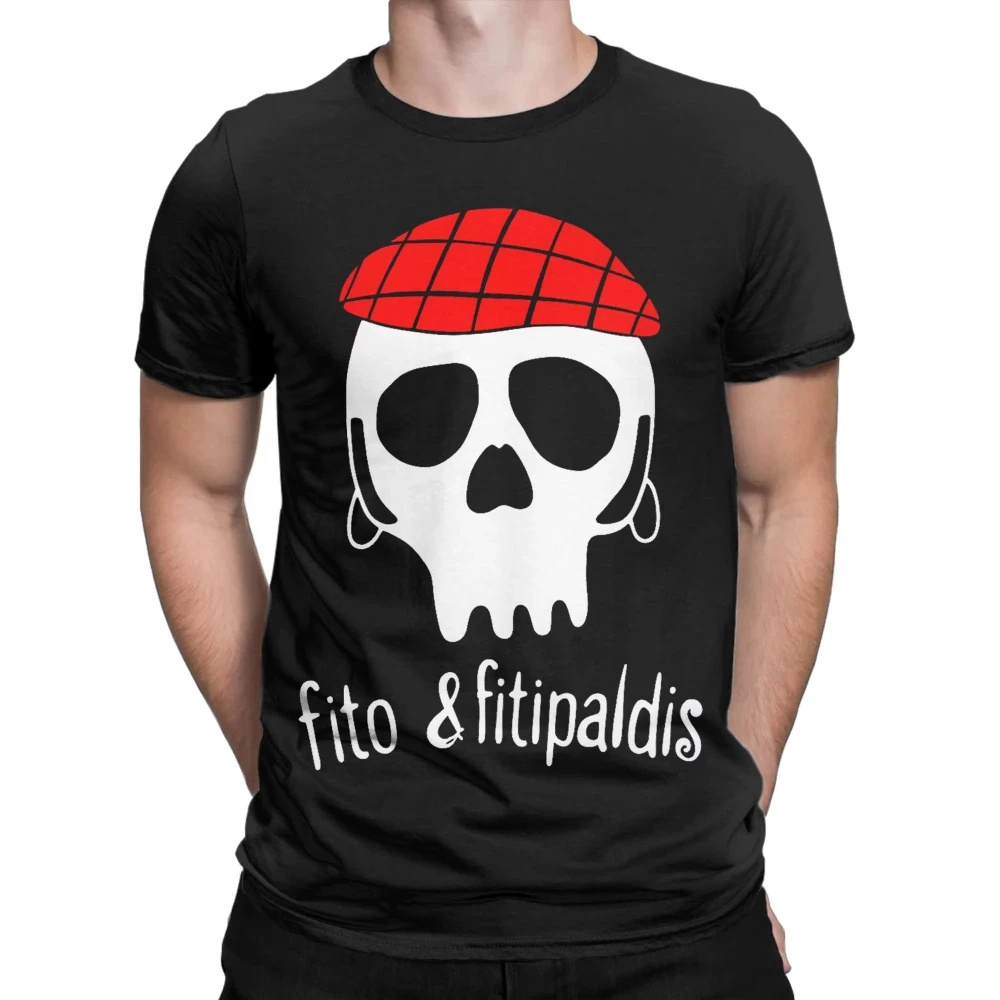 Camiseta Harajuku para hombre, camiseta de verano con diseño de calavera de la banda Fito Fitipaldis con boina a cuadros roja, camisetas novedosas, camiseta de algodón para hombres y mujeres Y2K