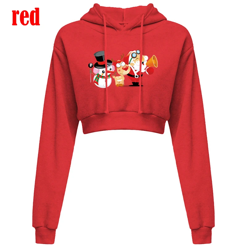 Spring and Autumn Christmas Red Hoodie Women's Cute Printed Top Long Sleeve Hoodie Sportswear Fashion Sports Hoodie