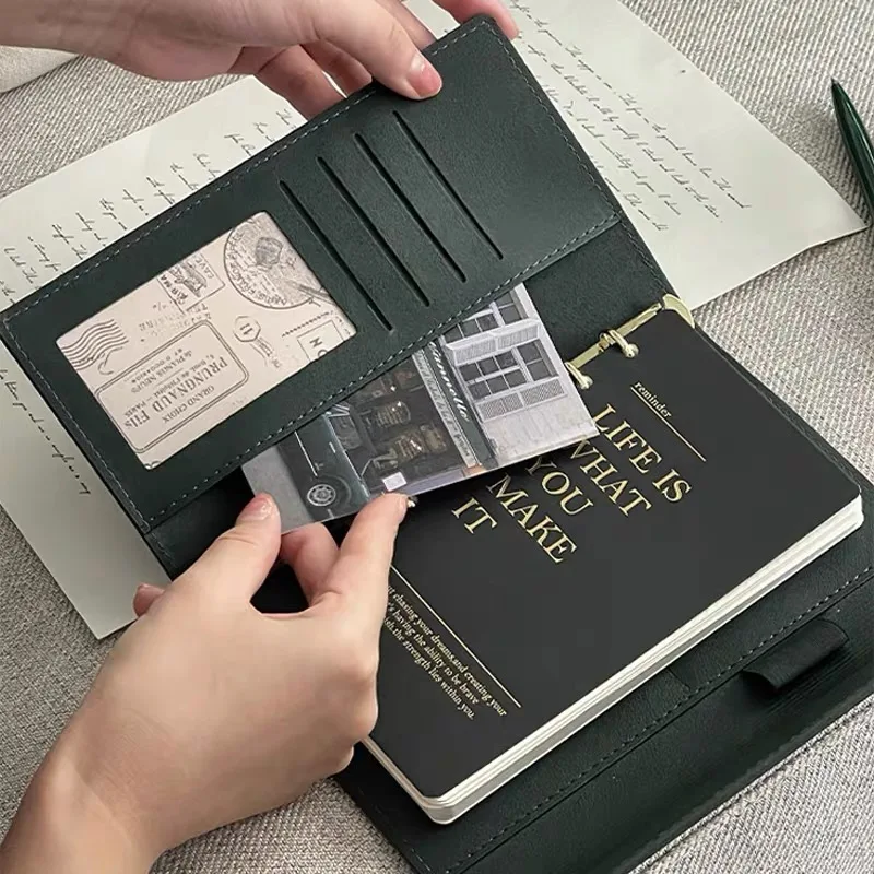 Notatnik A6 z retro skórzaną okładką, segregator na luźne kartki, notes biznesowy podróżny, elegancki, wysokiej jakości, personalizowany kalendarz biurowy. — zdjęcie produktu 4