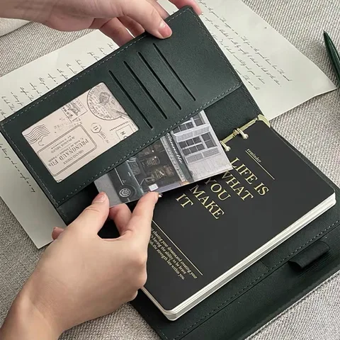 Блокнот YTYIN A6 кожаный ретро с закладкой и эластичной лентой — пример использования