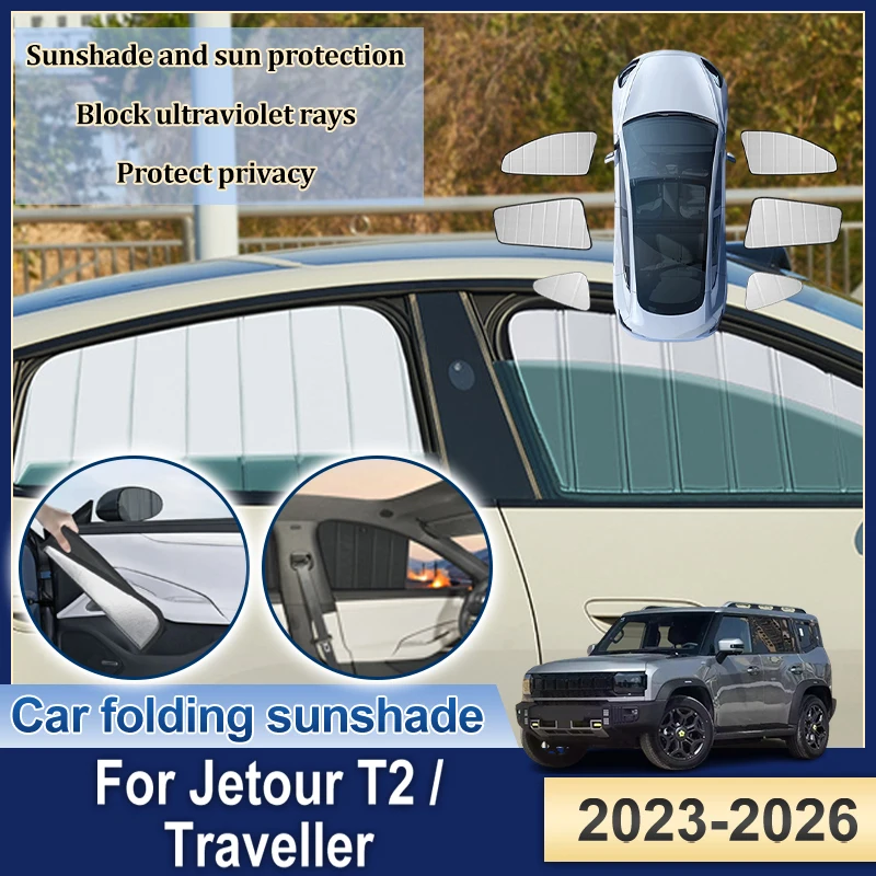 

Солнцезащитный козырек для автомобиля Jetour T2, аксессуары 2025 Traveller ICH-X K3 2023-2026, складные солнцезащитные шторки на боковые окна, защитные инструменты