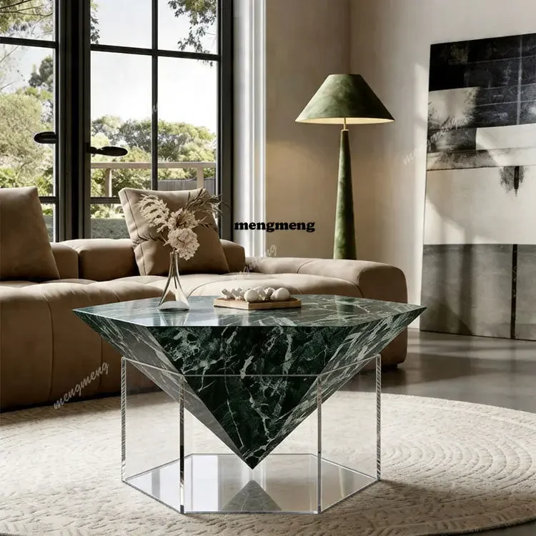 Y136 Italian light luxury household living room acrylic hexagonal rock slab coffee table hotel hospitality creative floating tab