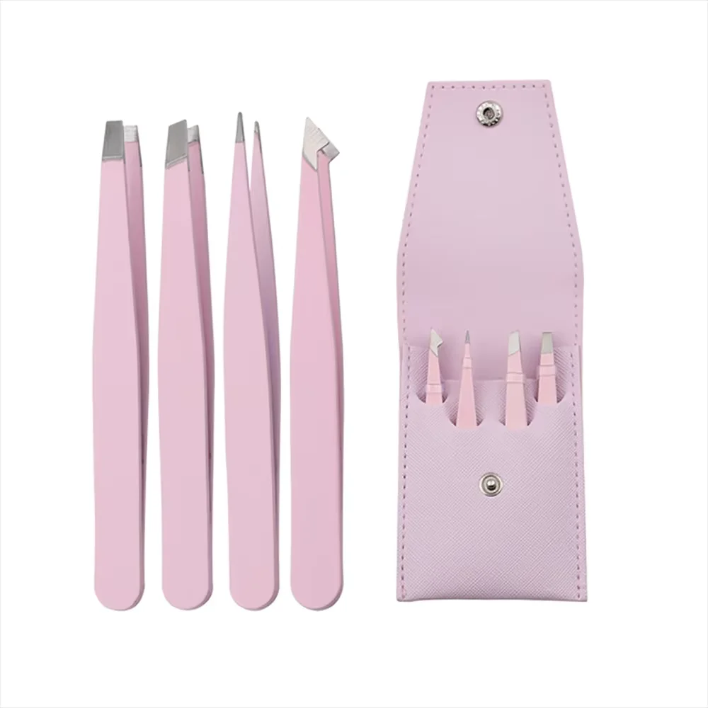 FADVAN أدوات الرموش الصناعية لاش الملقط آلات ماكياج دائم رمش تمديد الملقط مجموعة 4 قطعة