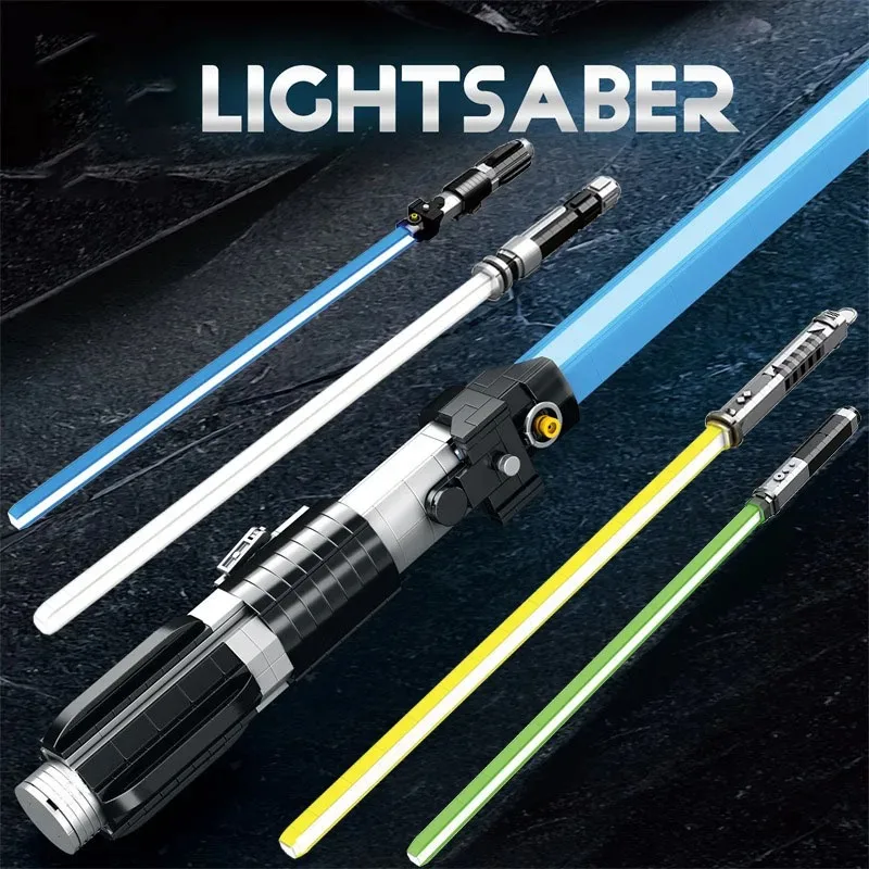 

629PCS Movie MOC Lightsaber Building Blocks LED Sword Weapon Cosplay Decoration Model Bricks Assembly Toys For Children Boy Gift