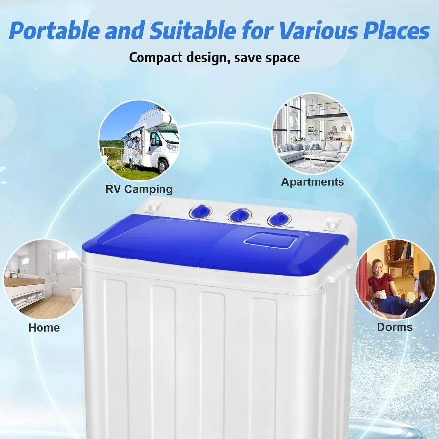 غسالة محمولة مدمجة 2 في 1 بسعة إجمالية 30 رطل تتميز بغسالة 19 رطل ومضخة تصريف مدمجة بدوار 11 رطلًا #6