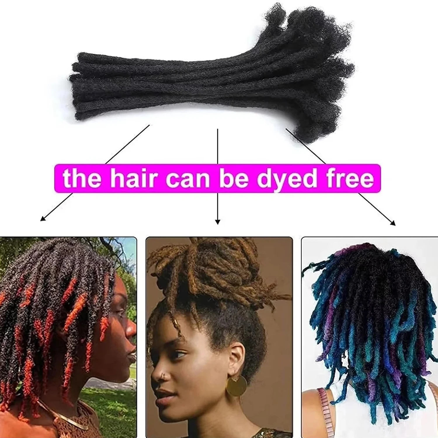 4-20inch Natural Color Full Handmade Human Hair Dreadlocks Extensions Peruvian Real Human Hair Locs Extensions for Women/Men