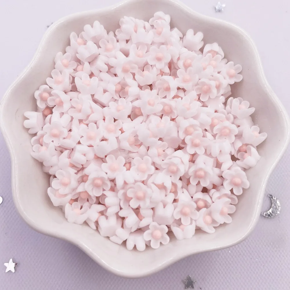 100Pcs 6Mm Hars 3D Kleurrijke Mini Bloem Gems Plaksteen Plakboek Wedding Applique Nail Art Decor Ambachten SL615