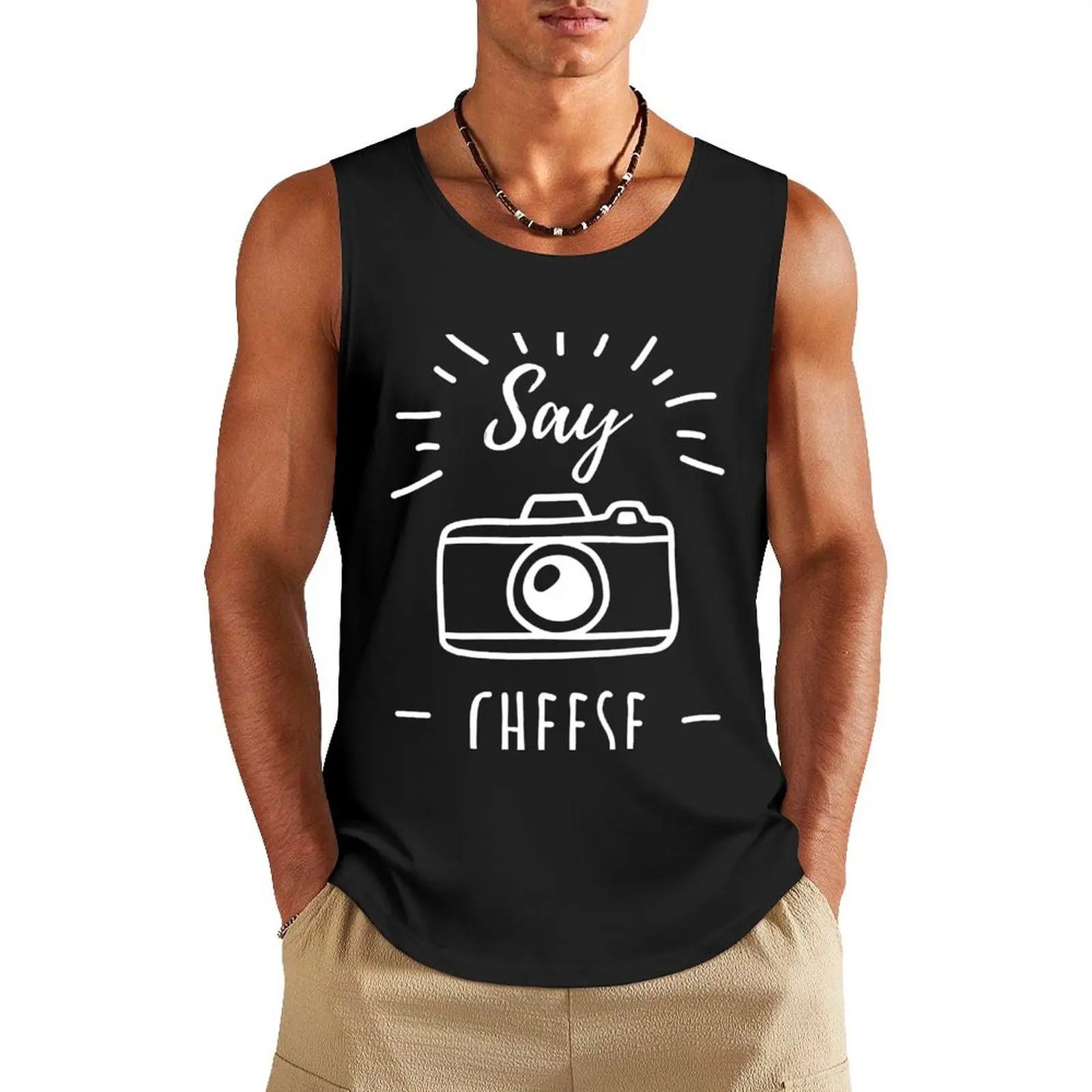 Say Cheese Camera Photographer Tank Top summer Men's tops Men's summer vest bodybuilding t-shirt