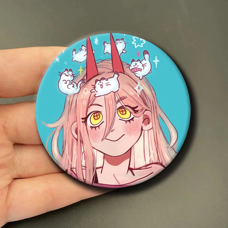 58mm Anime Character Power Button Pin Cartoon Role Power Brooch Creative Badge for Backpack Clothes Decoration Gift