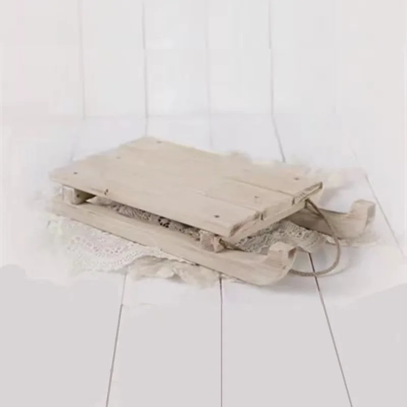 Newborn Photography Props Wooden Christmas Sleigh Photo Prop Wood X'mas Decor for Baby Studio Photoshoot Furniture view 5