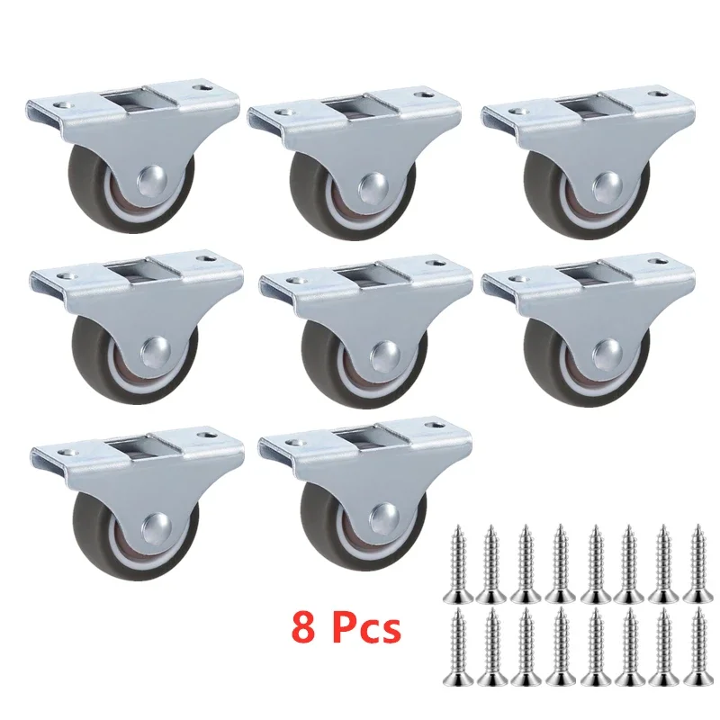 4-8 Pcs Caster 1 Inch TPE Directional Wheel Small and Micro Home Tatami Drawer Pulley Bearing Silent Rubber Furniture Cabinets