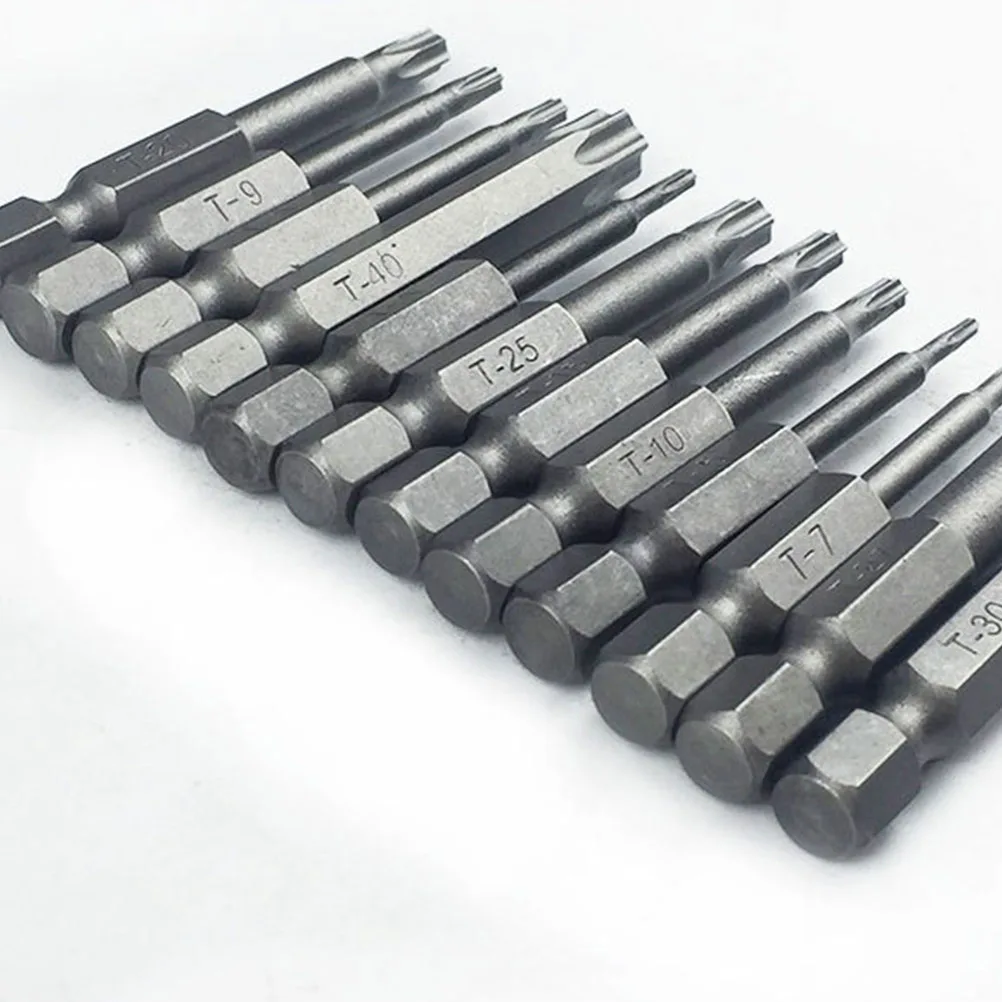 

12Pcs 1/4 Inches Solid Plum Clubs Plating Electric Screwdriver Bits Head T5 T9 T30 T40