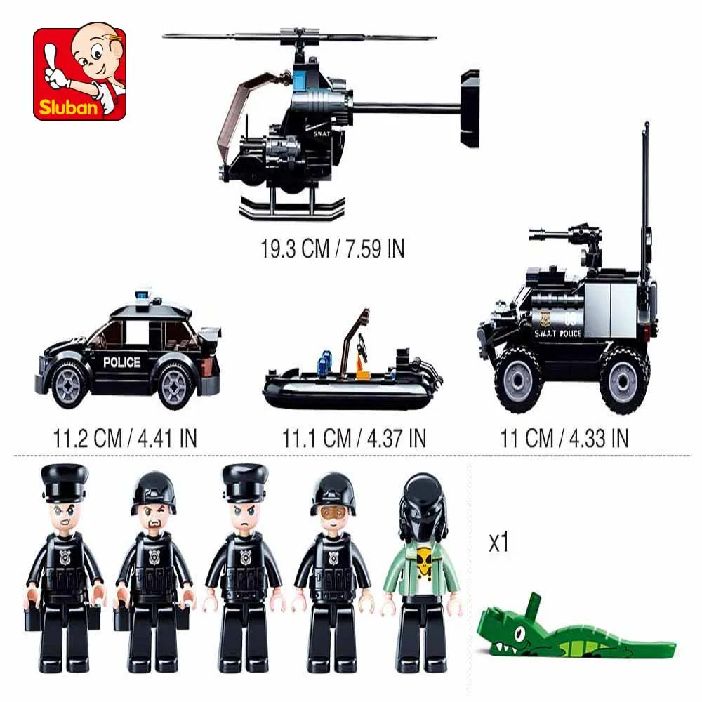 Sluban Building Block Toys City Police 469PCS Bricks B0809 Special Cop Compatbile With Leading Brands Construction Kits