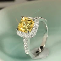 CAOSHI Graceful Wedding Ring Lady Bright Yellow Crystal Accessories for Women Fashion Aesthetic Jewelry for Engagement Party - Image 3