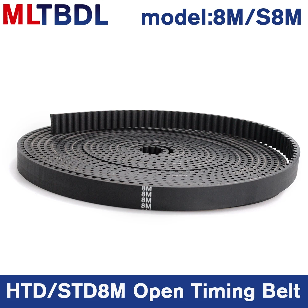 10Meters Arc Tooth HTD 8M Open Synchronous belt Width 12/15/20/25/30/40mm Rubber Neoprene fiberglass STD8M Belt pulley CNC Laser