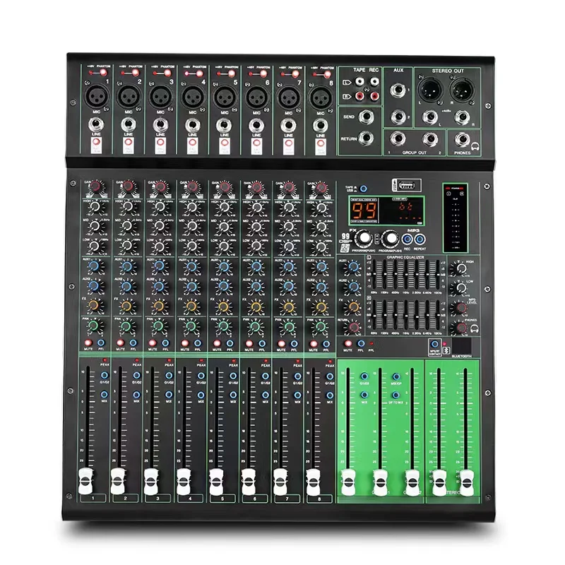 Accuracy Pro Audio MX8DSP Audio Sound Cards Mixers DJ Set Sound Mixer Professional For Party