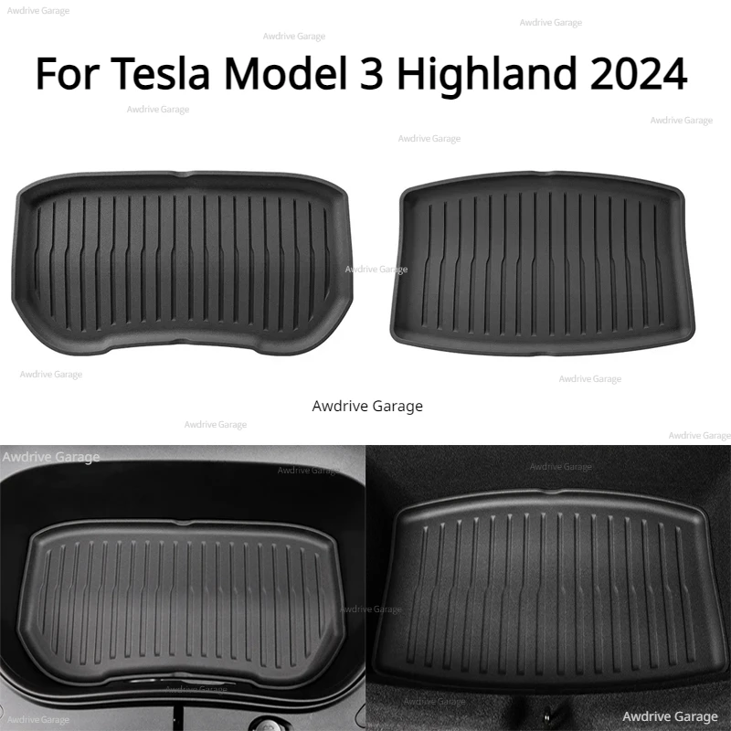 

Коврик из ТПЭ для передней и задней панели Tesla Model 3 Highland 2024, аксессуары для багажника, грузовой поднос, напольные защитные коврики, коврики в стиле пианино для ключей