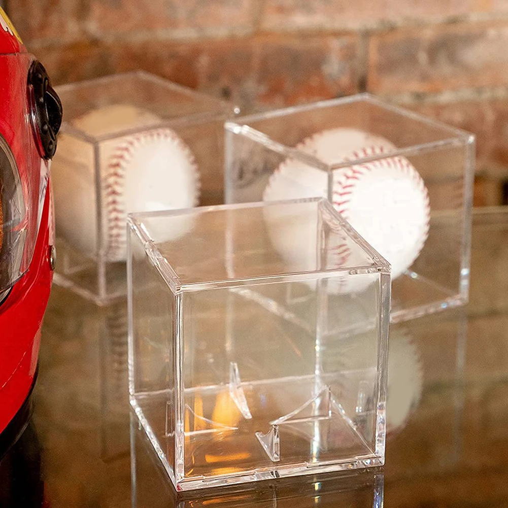 Clear Baseball Storage Box Acrylic Transparent Baseball Showcase Square Dustproof UV Protection Perfit For Memorable Collection