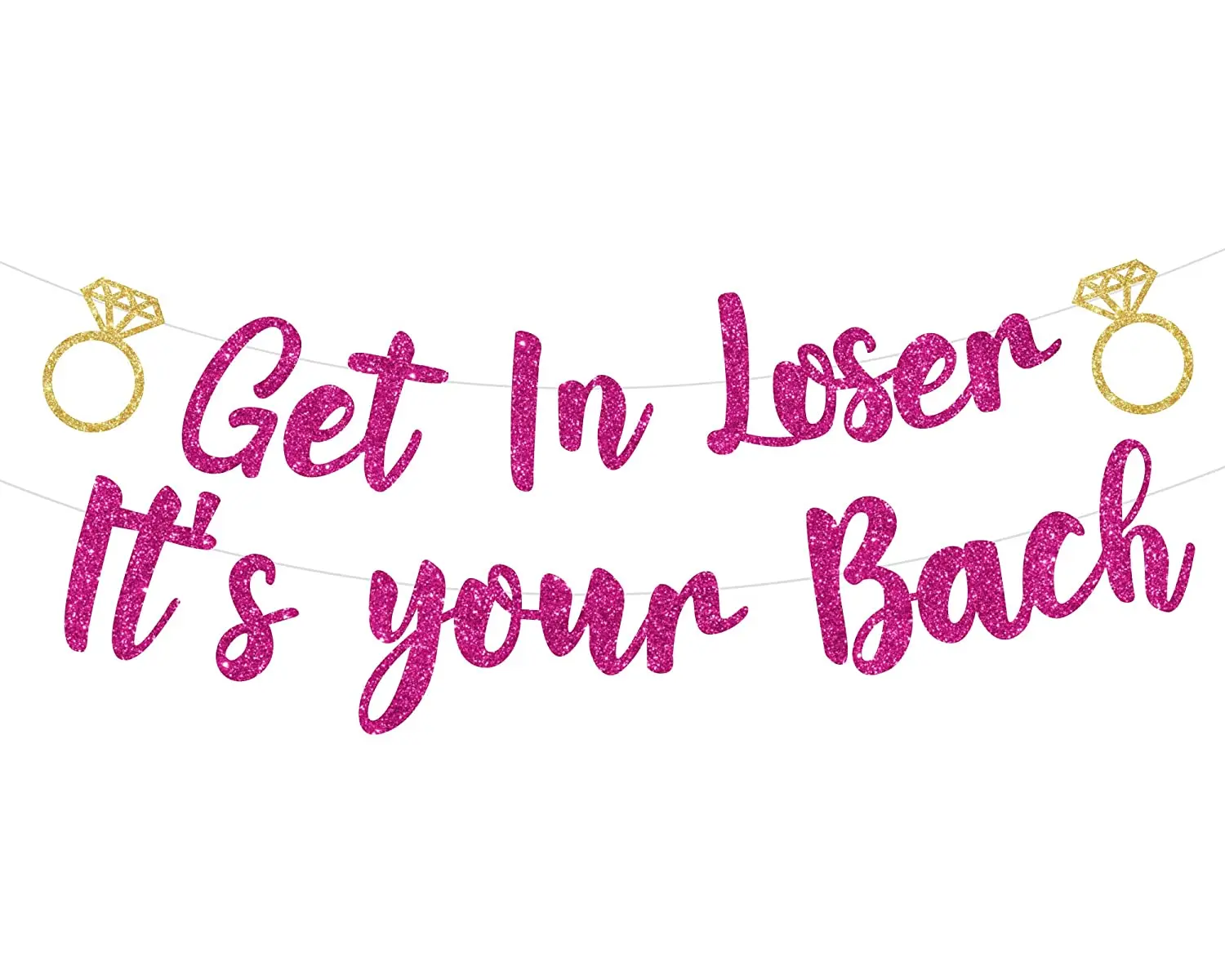 Cheereveal Bachelorette Party Banner Get In Loser It’s Your Bach Banner Hot Pink for Bride To Be Bridal Shower Decorations