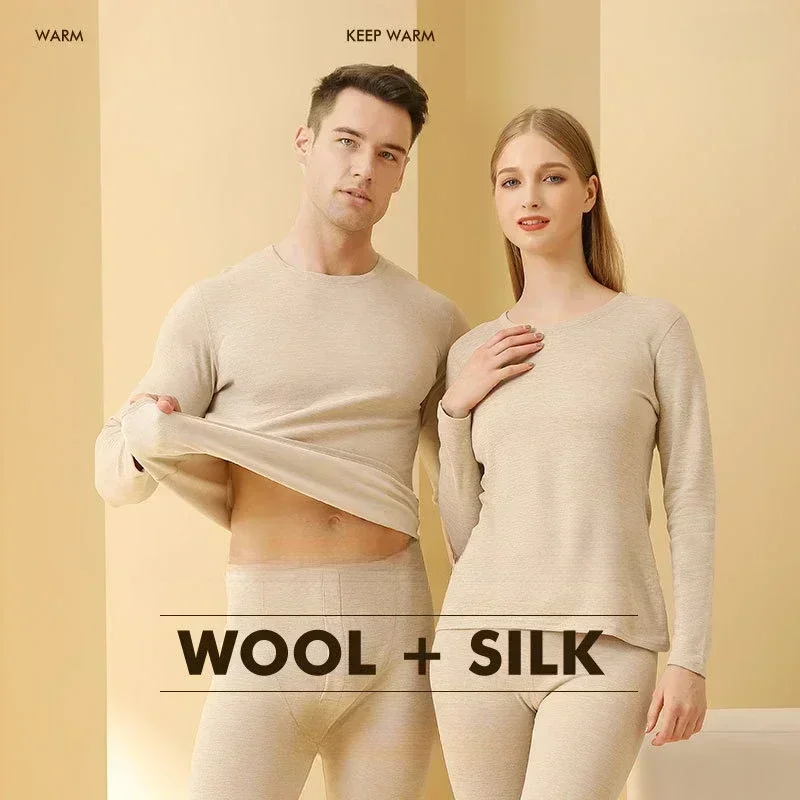 Couple Thermal Underwear Sets Warm Thick Fleece Long Johns Tops Comfortable Casual Bottom Pants Suit Thermos Pajamas 2 Piece Set