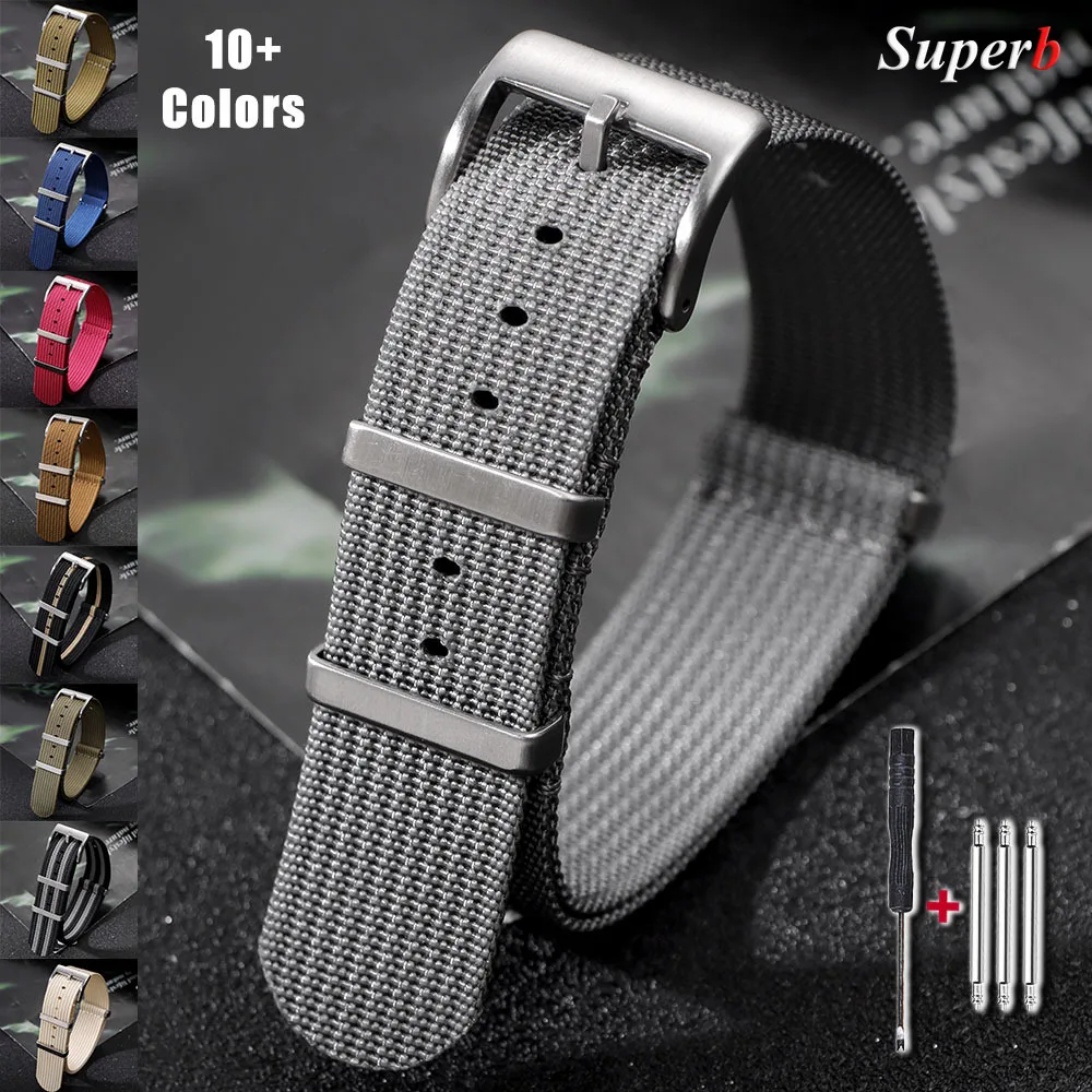 Quality High Density Durable Fabric Braid Nylon Watch Strap 22mm 20mm Soft Nylon Watch Band Thicken Sport Wristband Accessories