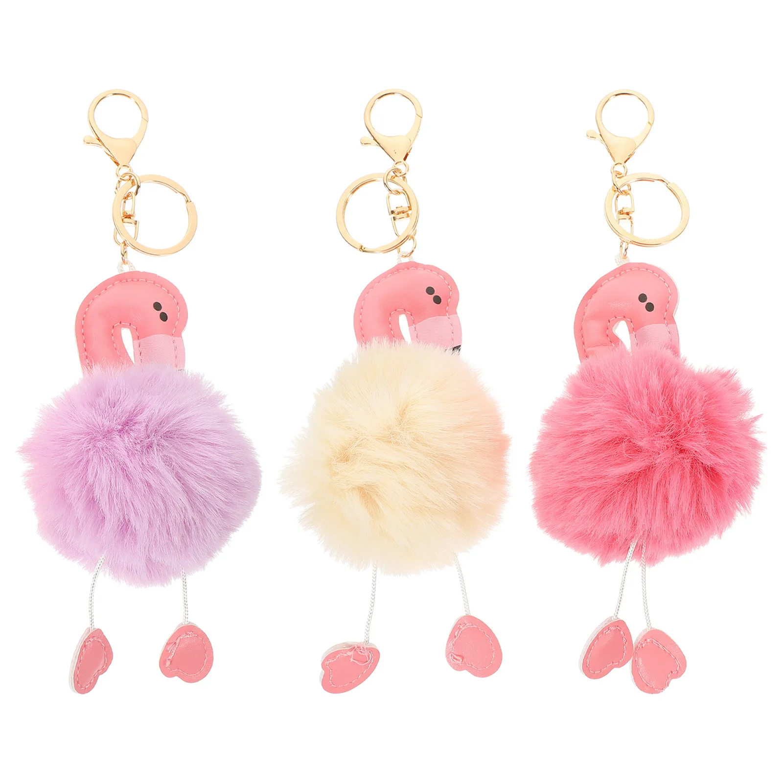 

3Pcs Keychain Hanging Decoration Cute Flamingo Shape Premium Material Organize Keys Bag Car Pendant Gift Idea for Women Girls