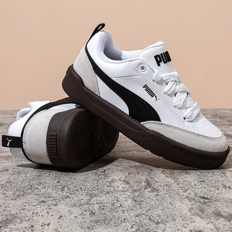 Puma Low Top Sneakers 397262-01 White Black Grey Mixed Media Brown Sole Skate Casual Shoes